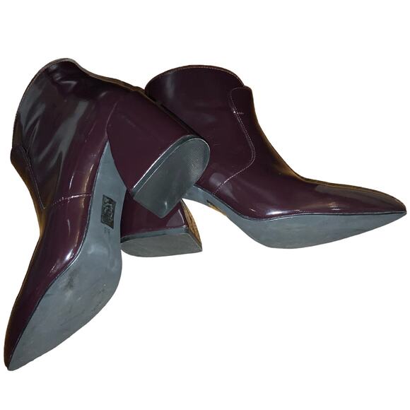 Jeffrey Campbell Ankle Booties Sz.8 Plum Block Heel patent leather Shine VGUC - Picture 15 of 15